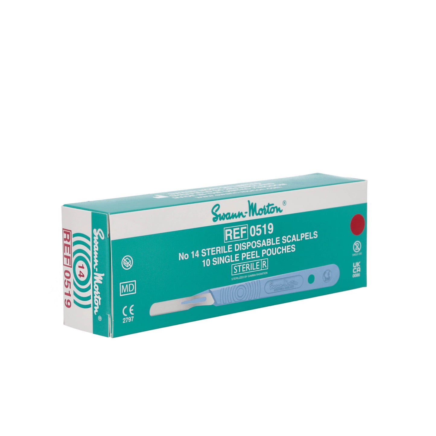 Swann Morton Scalpel - Disposable and Sterile - No.14 Blade with Polystyrene Handle x 10