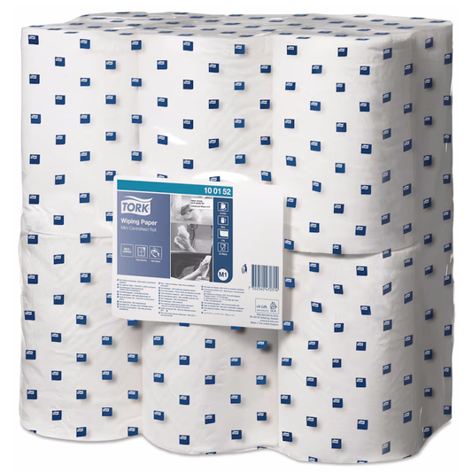 Tork White M1 Mini Centrefeed 1 Ply wiping Paper Roll 120M - Pack of 12