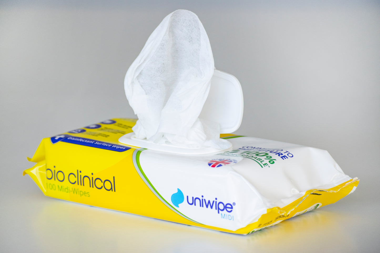 Uniwipe - Bioclinical Disinfectant Surface Wipes 100% Biodegradable Wipes (Pack of 100)