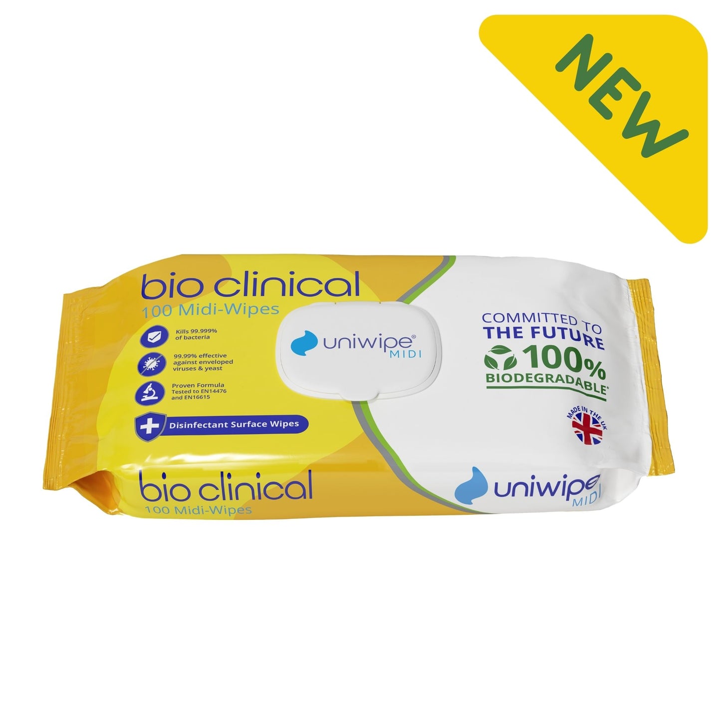 Uniwipe - Bioclinical Disinfectant Surface Wipes 100% Biodegradable Wipes (Pack of 100)