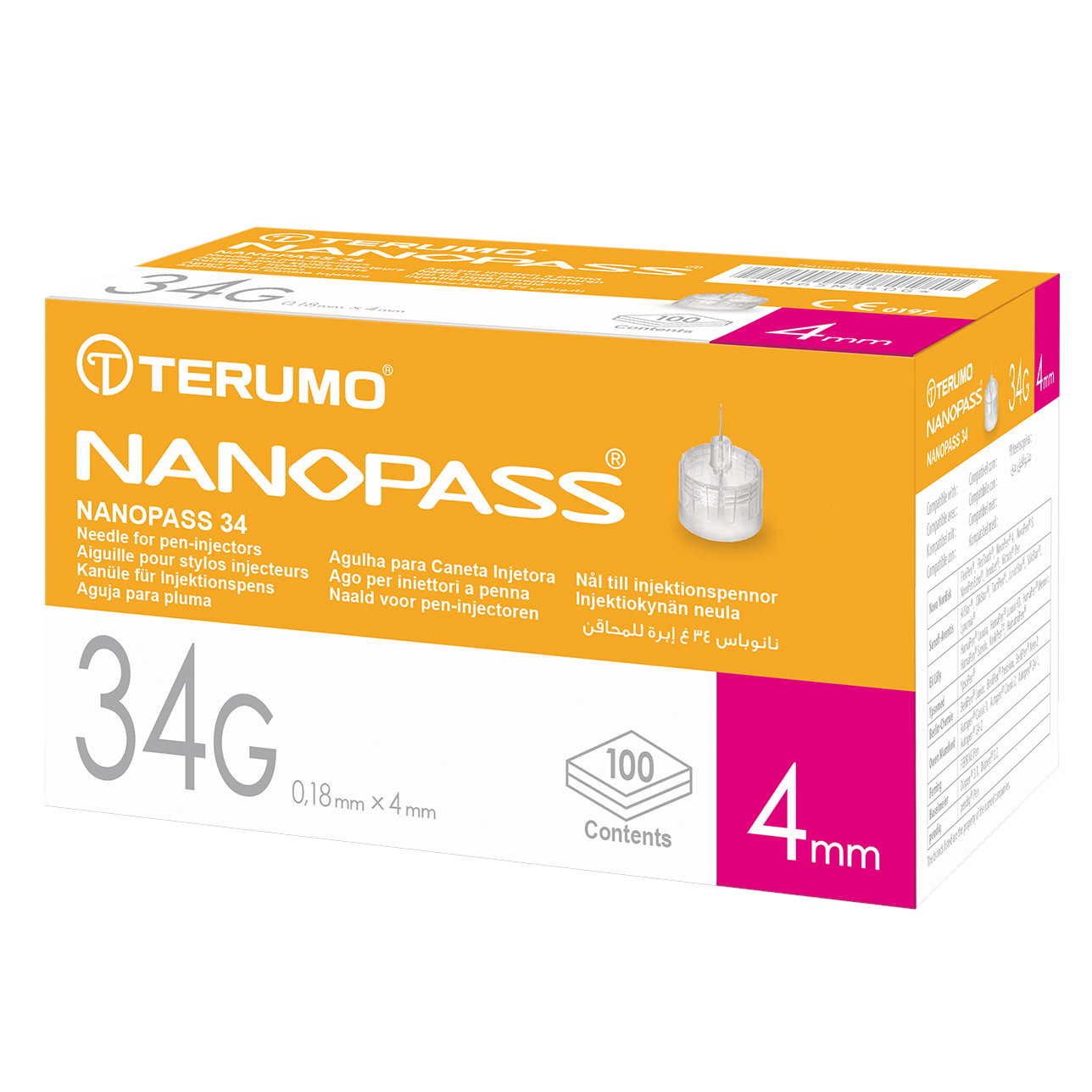 Nanopass® 34G Needle for Pen Injectors - Pack of 100