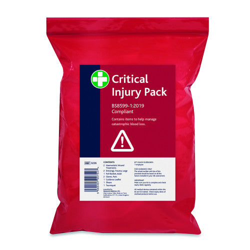 Critical Injury Pack in Red Poly Bag - BS8599-1:2019