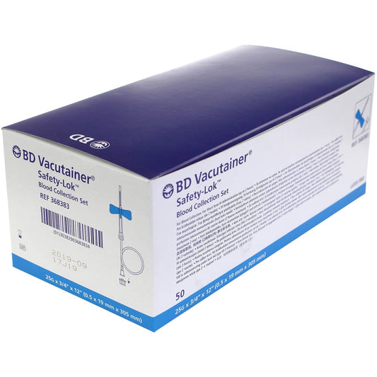 BD Safety-Lok Blood Set 25g x 0.75 Per 50 W/out Luer Adaptor 12 Tubing