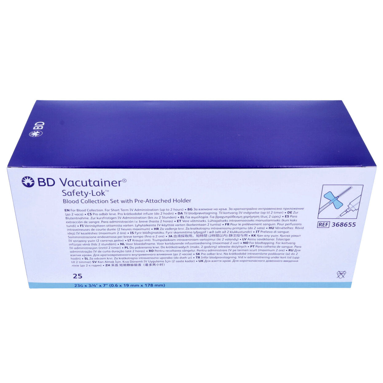 BD Vacutainer Safety Lok Blood Set 23g x 7" Tubing x 25
