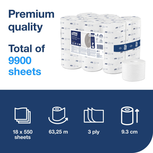 Tork OptiServe Premium Coreless Toilet Paper - 3 Ply - Pack of 18