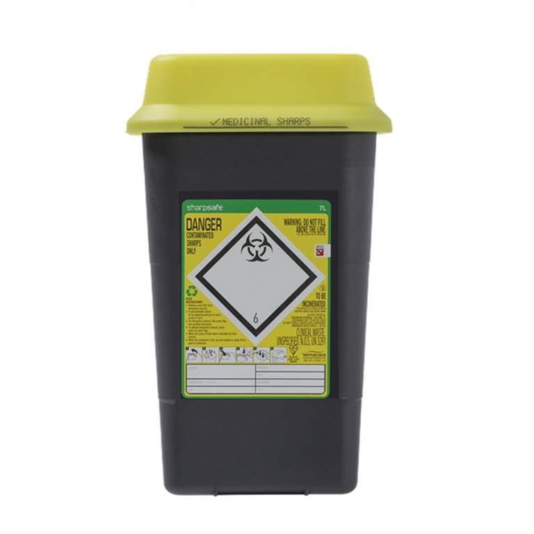Sharpsafe® 7L Wide Recycled UK Yellow Lid