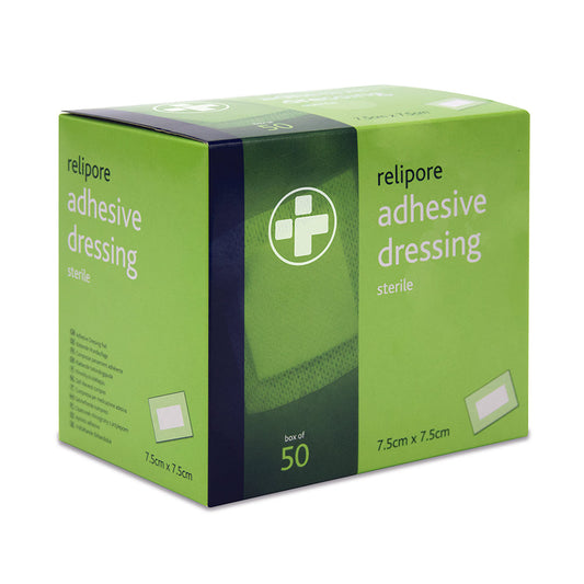 7.5cm x 7.5cm Relipore Adhesive Dressing Pads Sterile - Box of 50