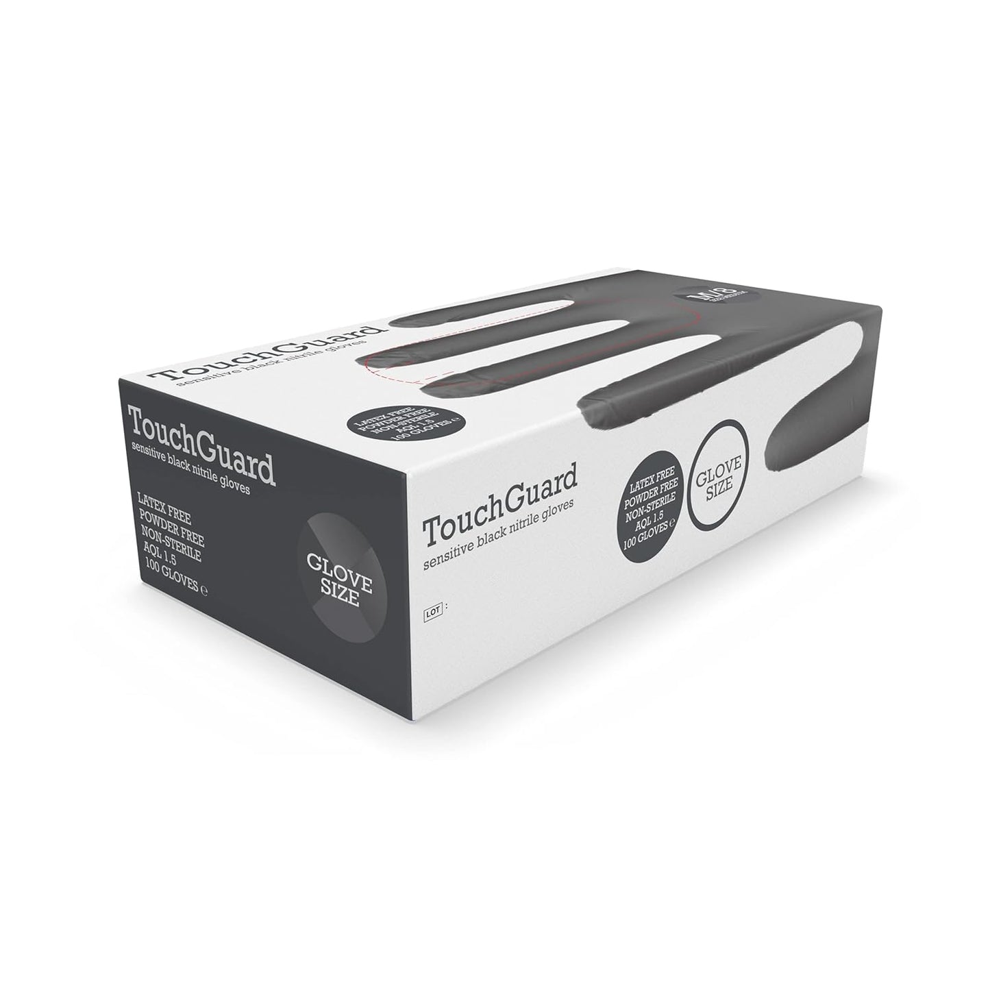 Touchguard Disposable Black Sensitive Gloves 10 x (Box of 100)