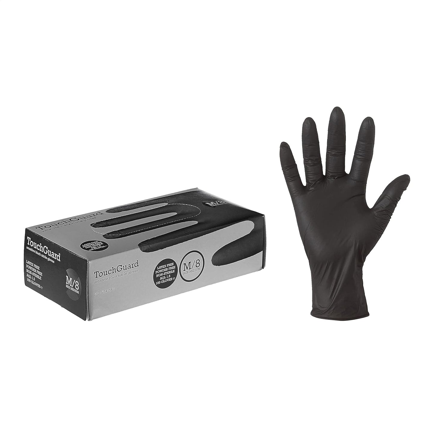Touchguard Disposable Black Sensitive Gloves 10 x (Box of 100)