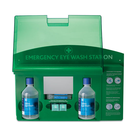 Double Premier Eye Wash Station - Green/Clear Lid
