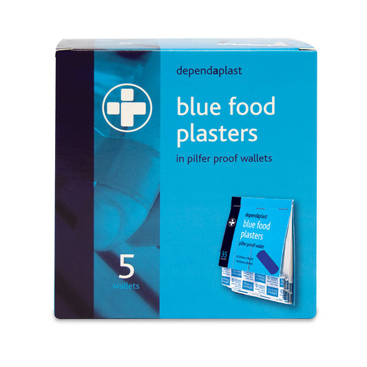 Dependaplast blue detectable pilfer proof plasters 5 x 35