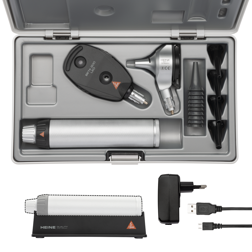 Heine BETA 200 LED Ophthalmoscope + BETA 400 LED F.O. Otoscope