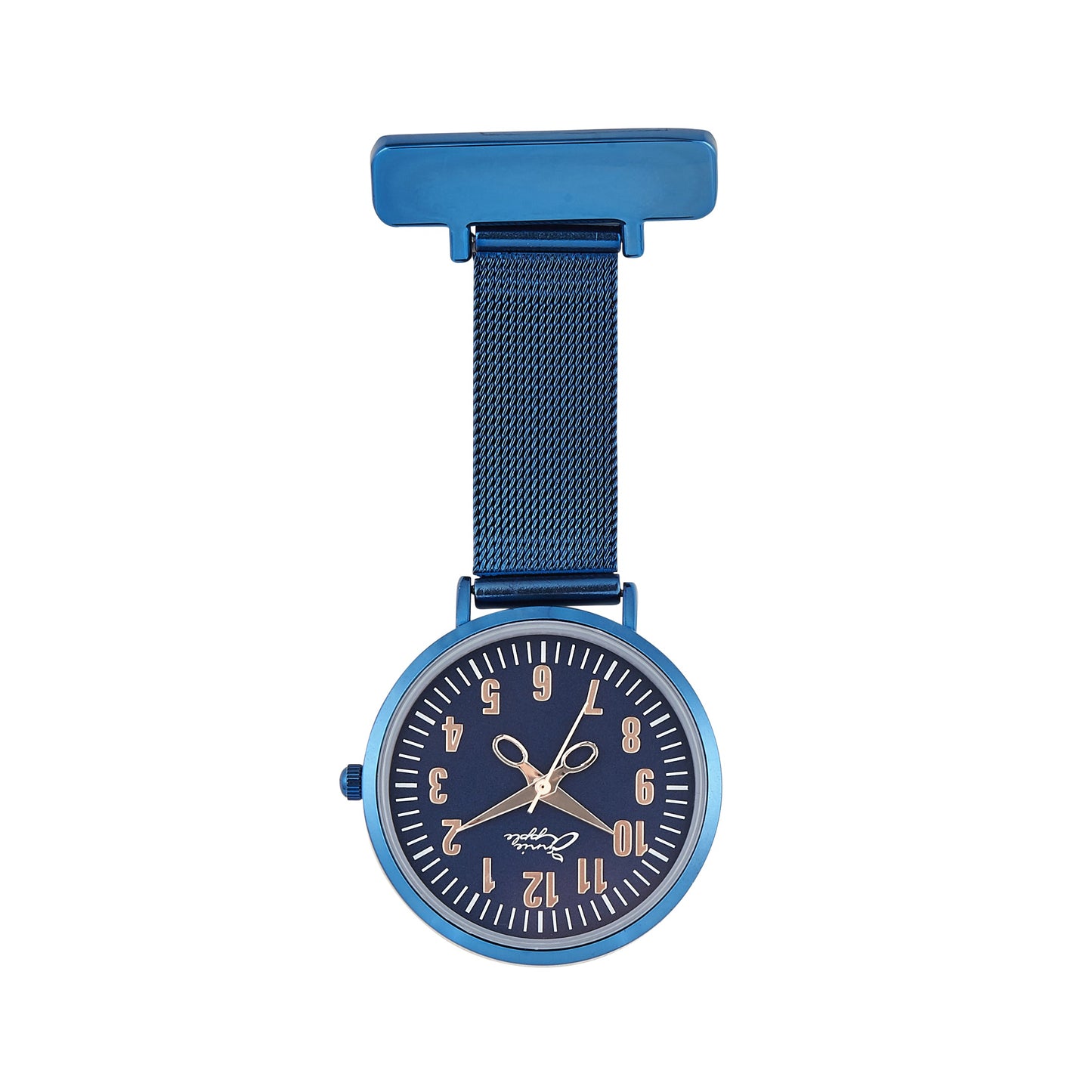 Annie Apple Nurses Fob Watch - Aurora - Rose Gold/Blue - Mesh - 35mm