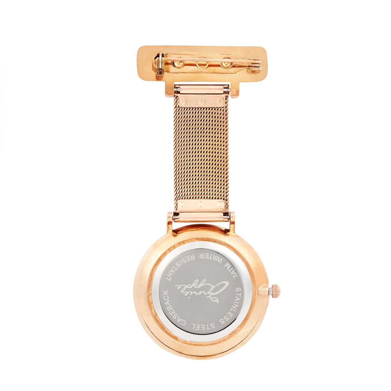 Annie Apple Nurses Fob Watch - Aurora - Glitter Rainbow/Rose Gold - Mesh - 35mm