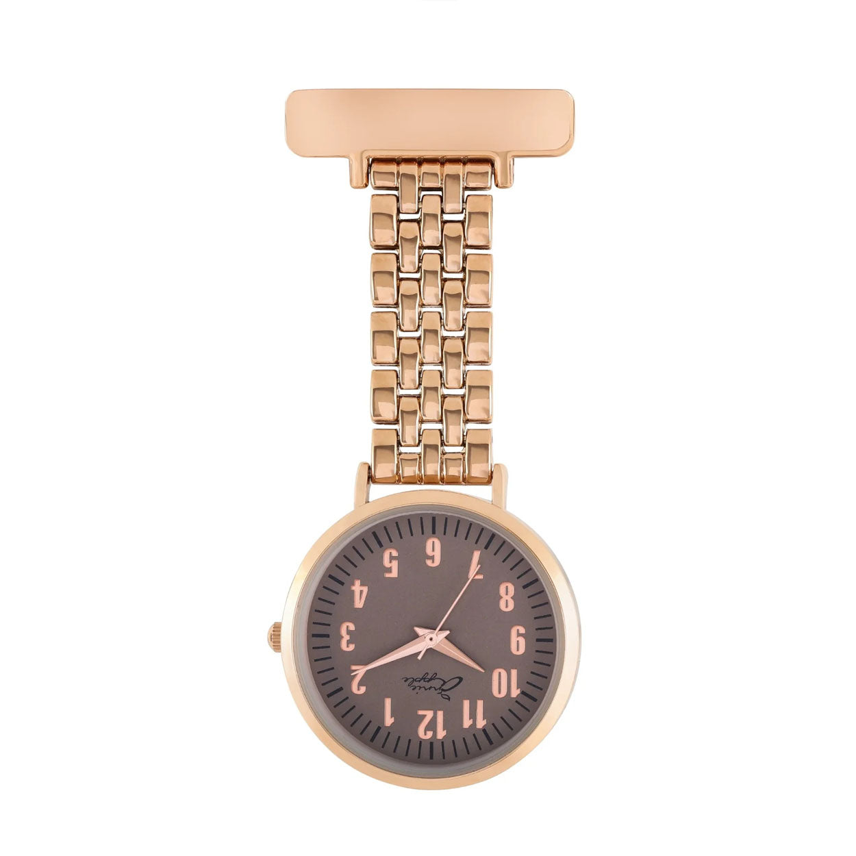 Annie Apple Nurses Fob Watch - Aurora - Grey/Rose Gold - Link - 35mm