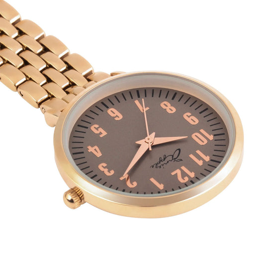Annie Apple Nurses Fob Watch - Aurora - Grey/Rose Gold - Link - 35mm