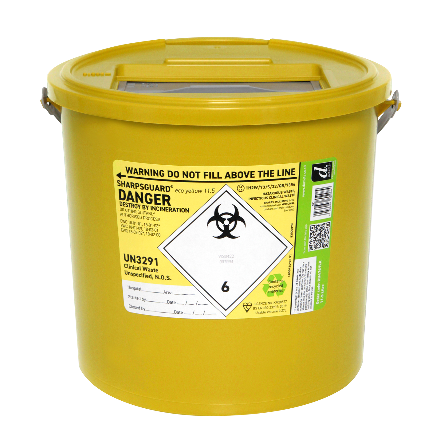 Sharpsguard Yellow 11.5 Ltr Sharps Bin