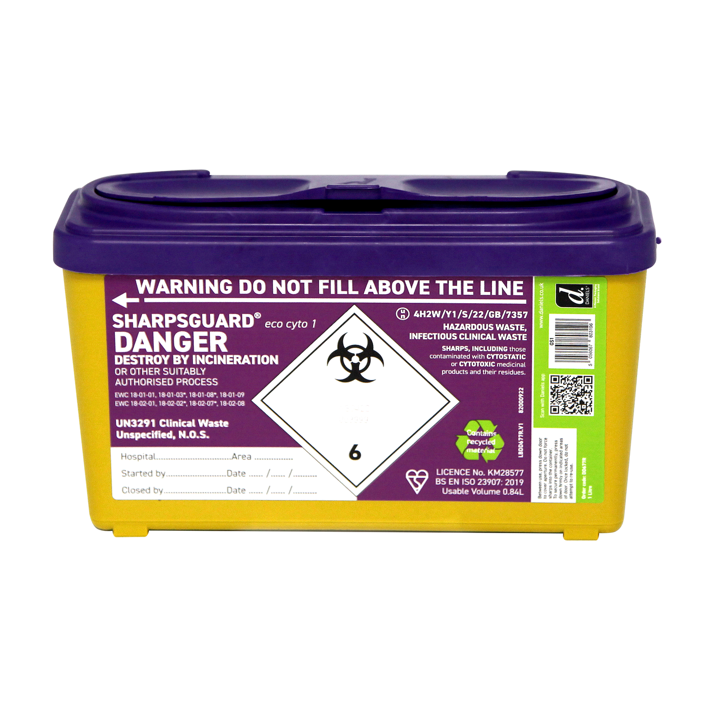 Sharpsguard Cyto 1 Litre Sharps Bin