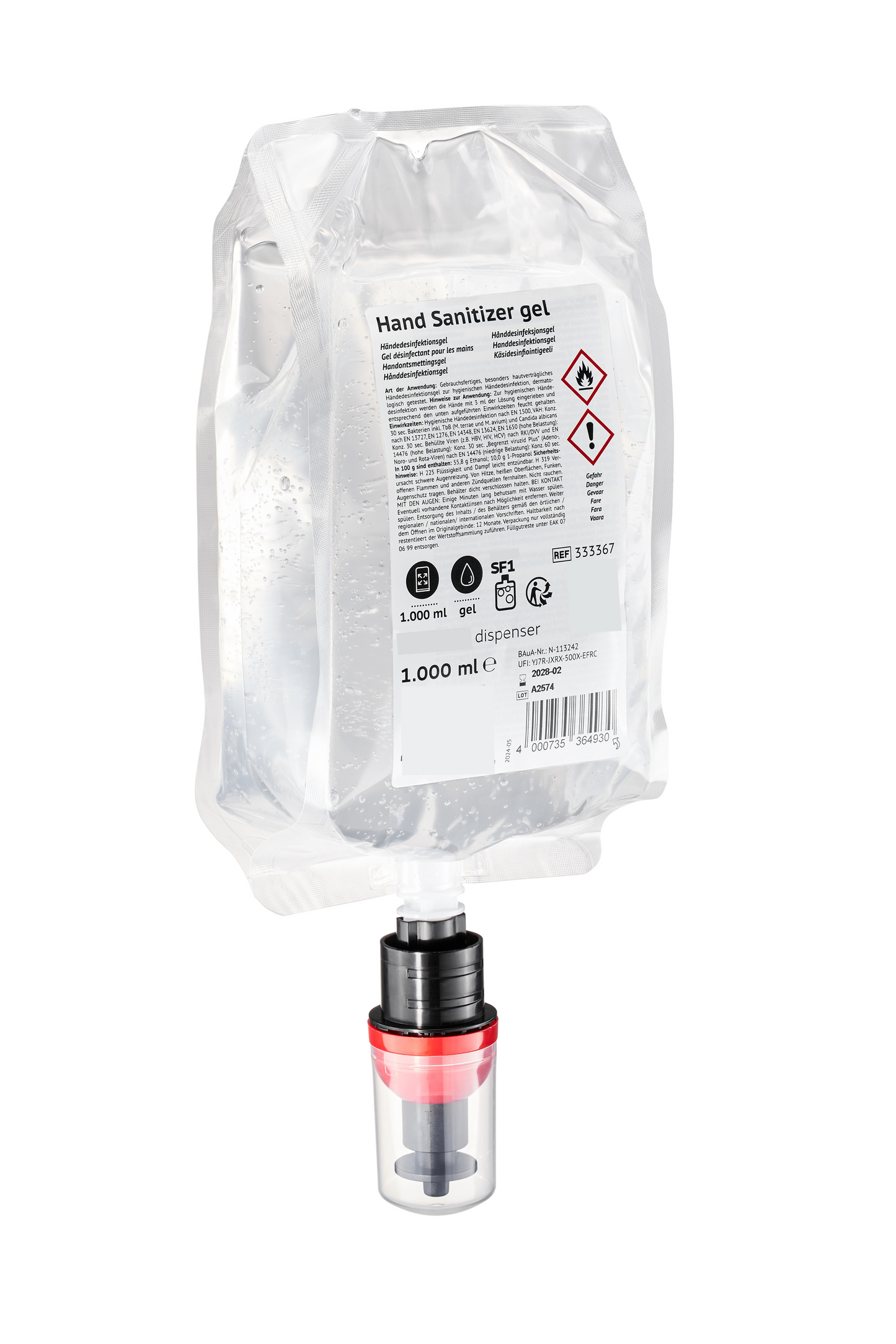 Hand Sanitiser Gel Refill (6 x 1litre)