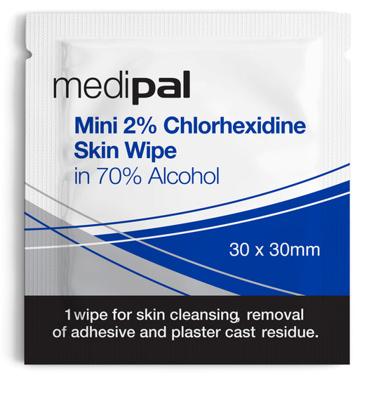 Medipal 70% Alcohol Chlorhexidine Mini Skin Wipes - Pack of 100