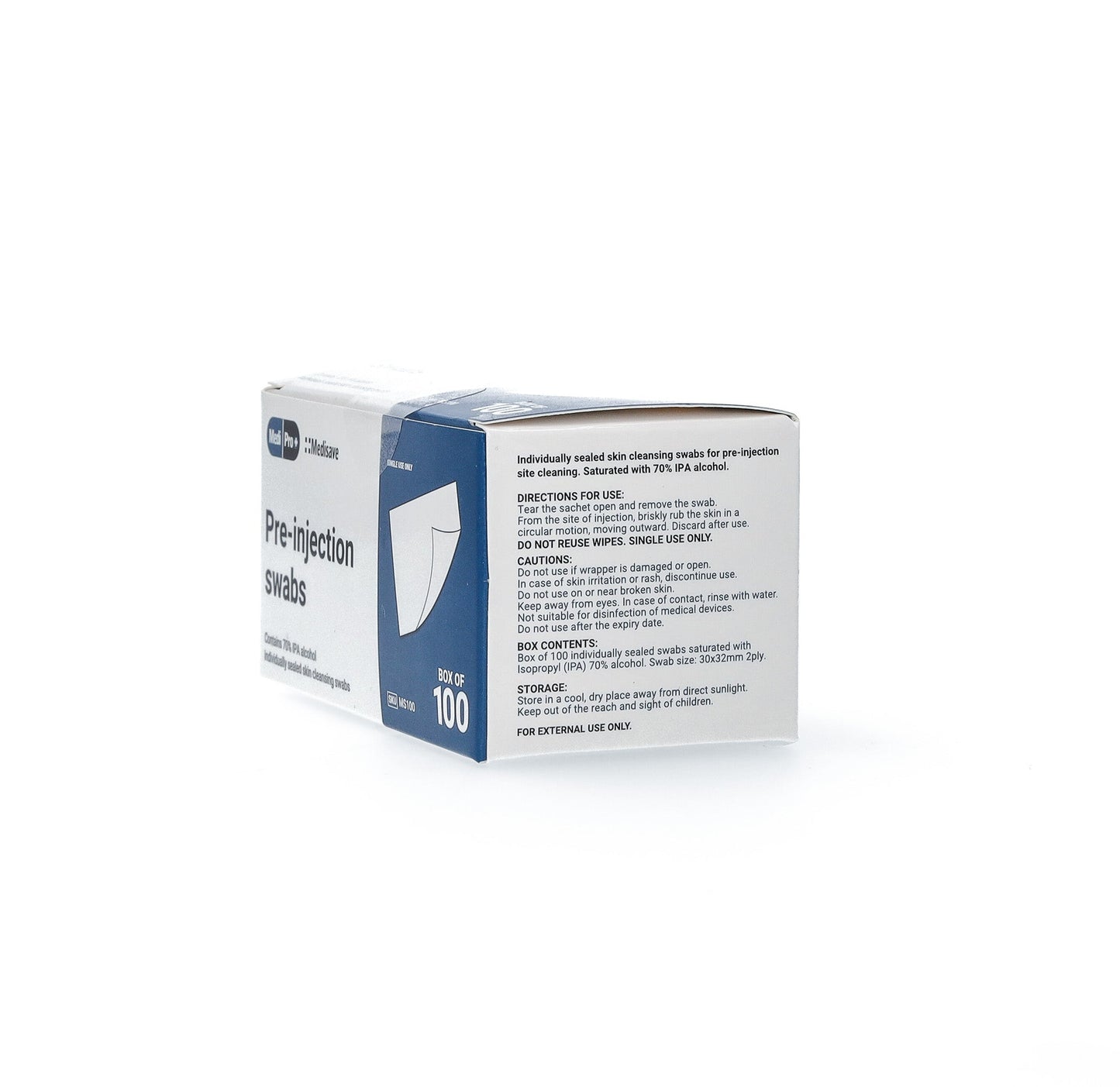MediPro 70% Alcohol IPA Pre-Injection Swabs x 100