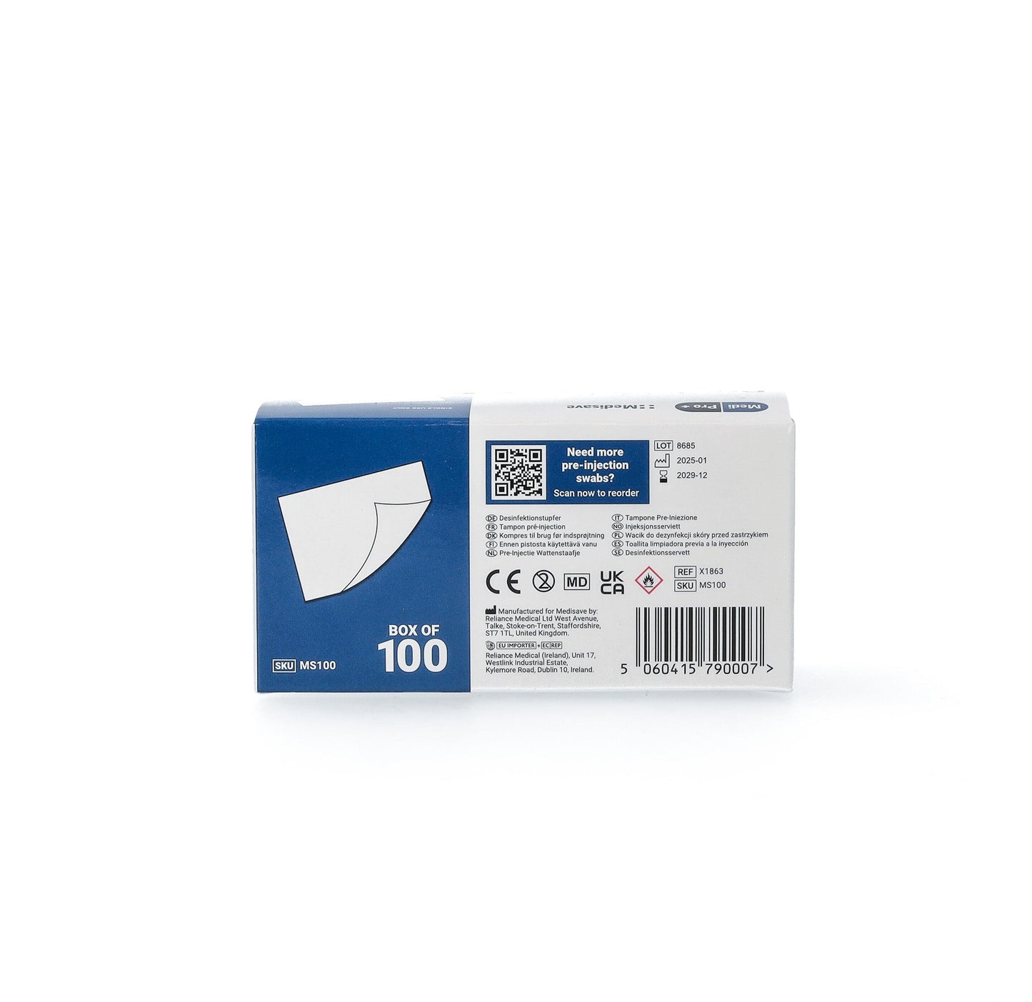MediPro 70% Alcohol IPA Pre-Injection Swabs x 100