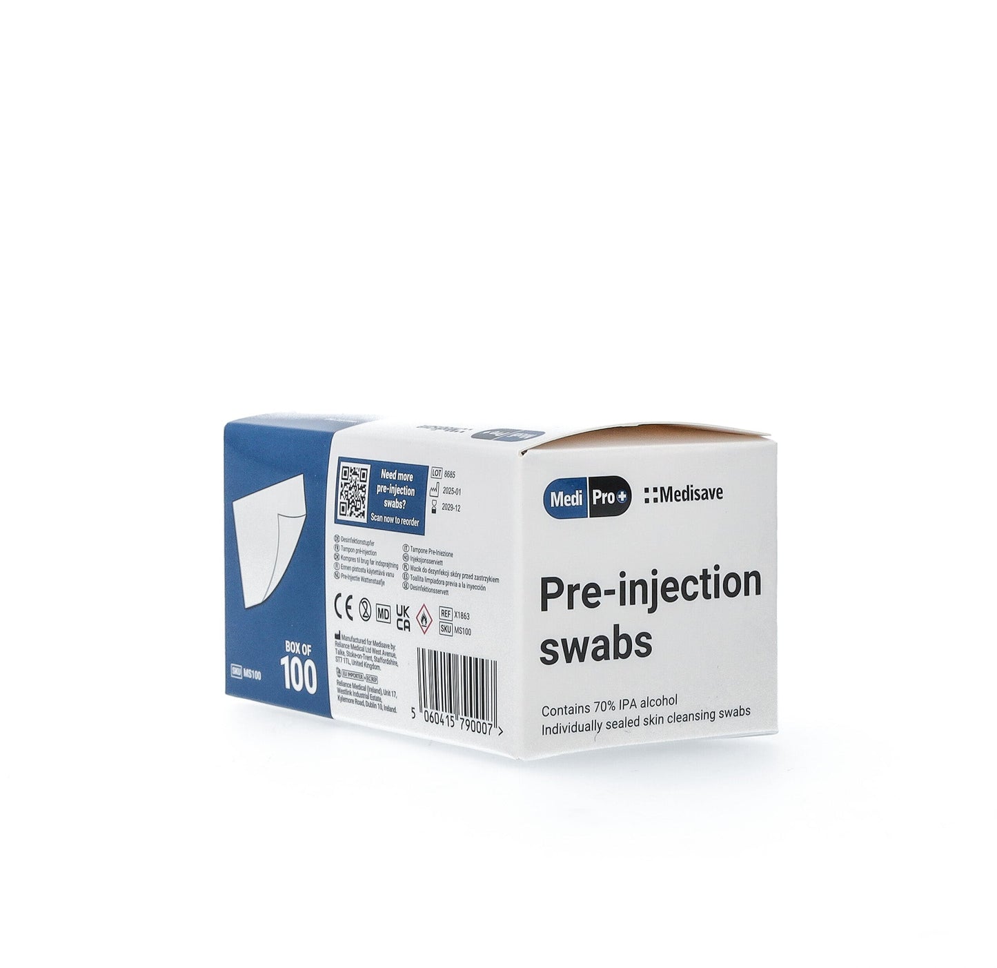 MediPro 70% Alcohol IPA Pre-Injection Swabs x 100