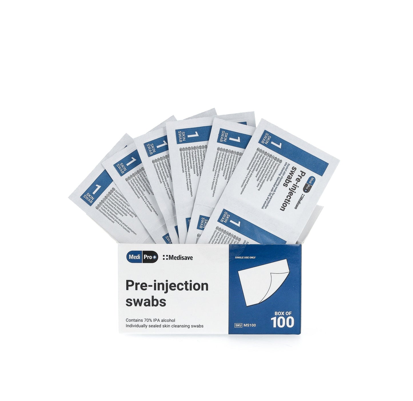 MediPro 70% Alcohol IPA Pre-Injection Swabs x 100
