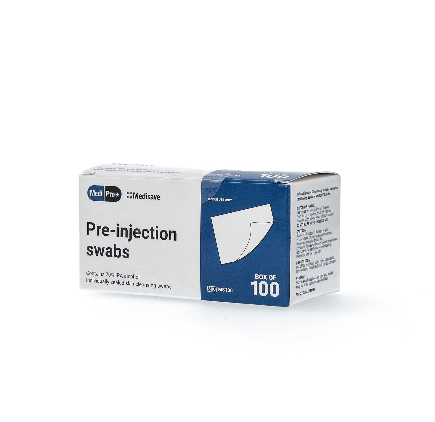 MediPro 70% Alcohol IPA Pre-Injection Swabs x 100