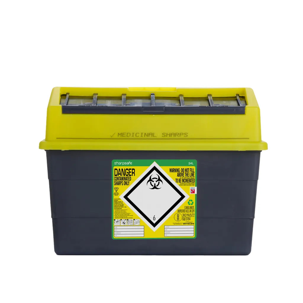 Sharpsafe® Grey Sharps Bin - Yellow Lid