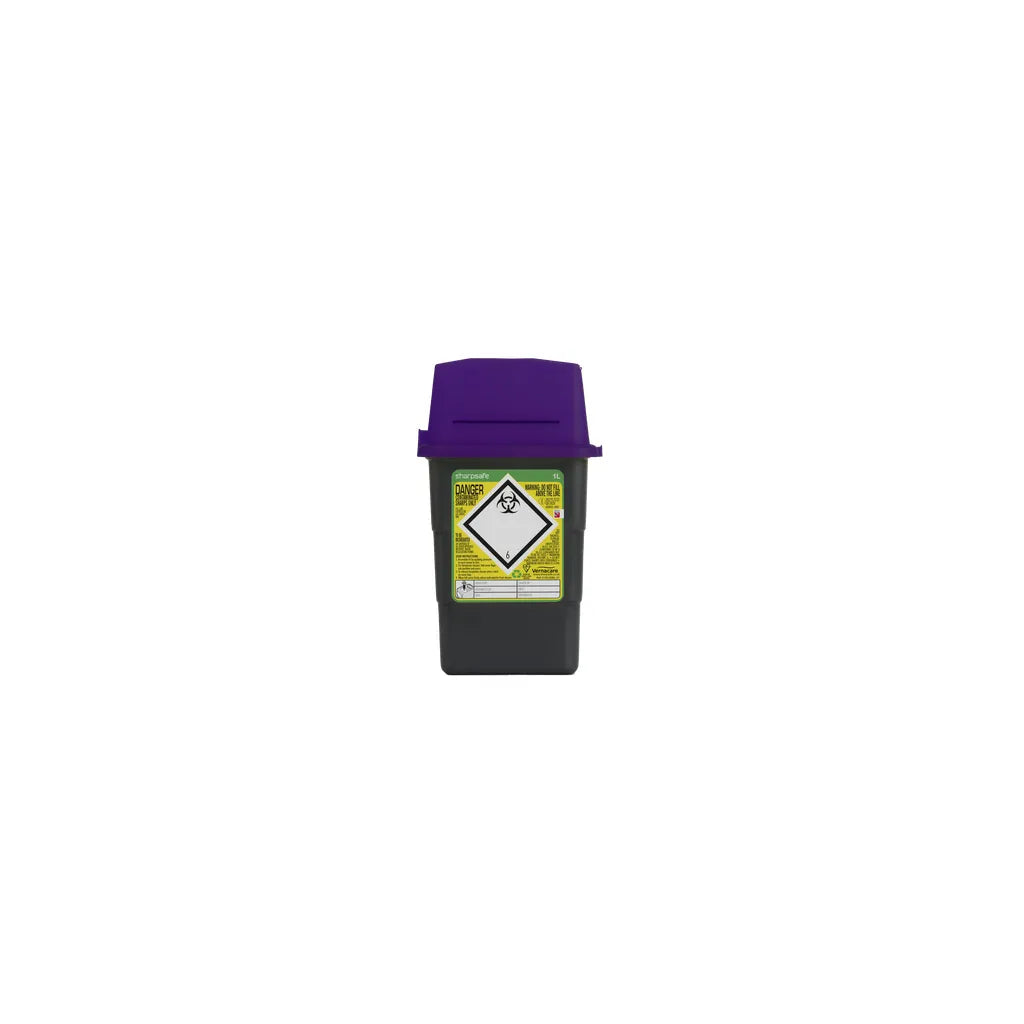 Sharpsafe® Grey Sharps Bin - Purple Lid