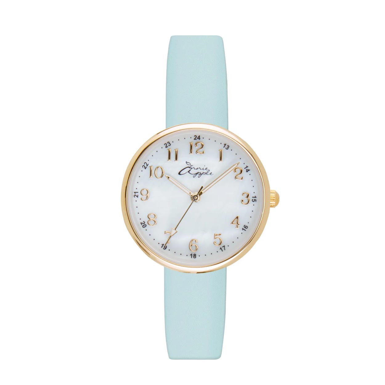 Annie Apple Nurses Fob Watch - Venus - Gold Mesh - Blue Leather - 35mm