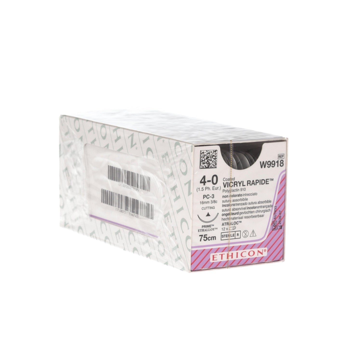 Coated VICRYL rapide Suture: 16mm 75cm undyed 4-0 1.5 (x12)