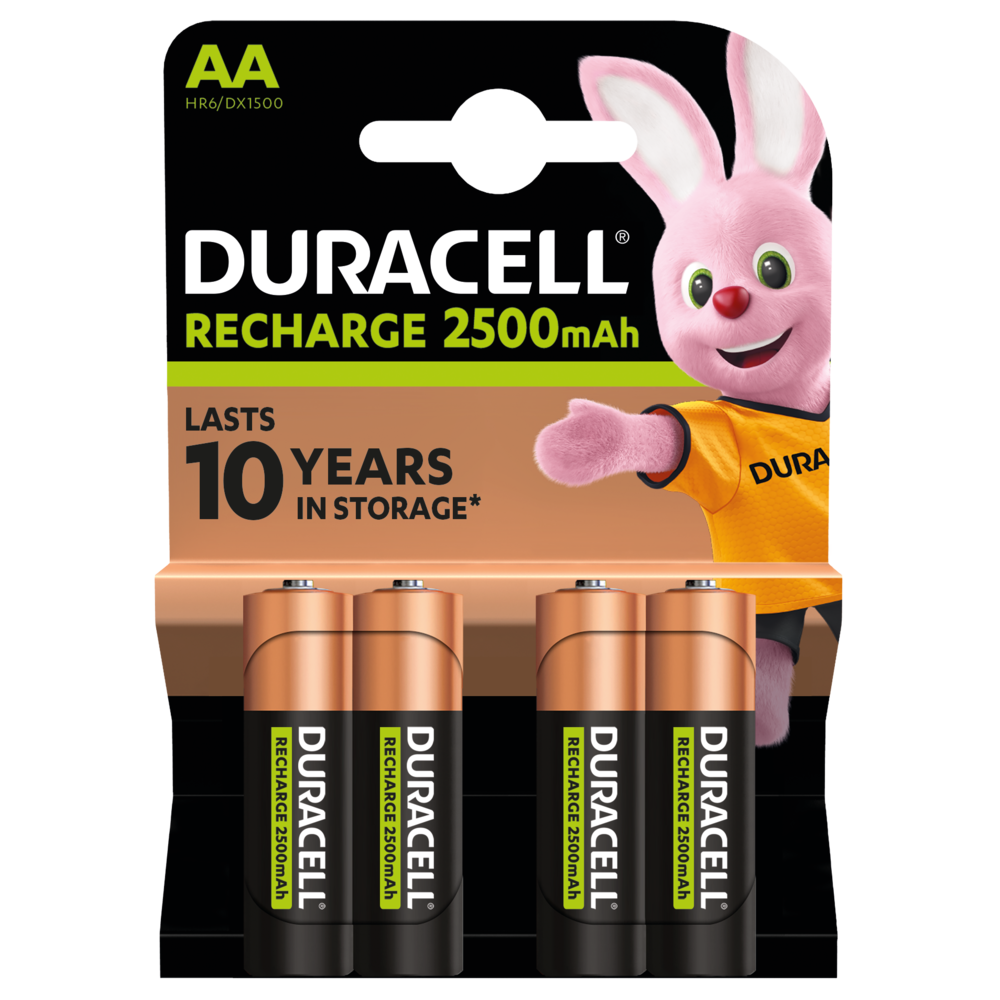 Duracell Recharge AA BatteriesNiMH 2500mAh - Pack of 4