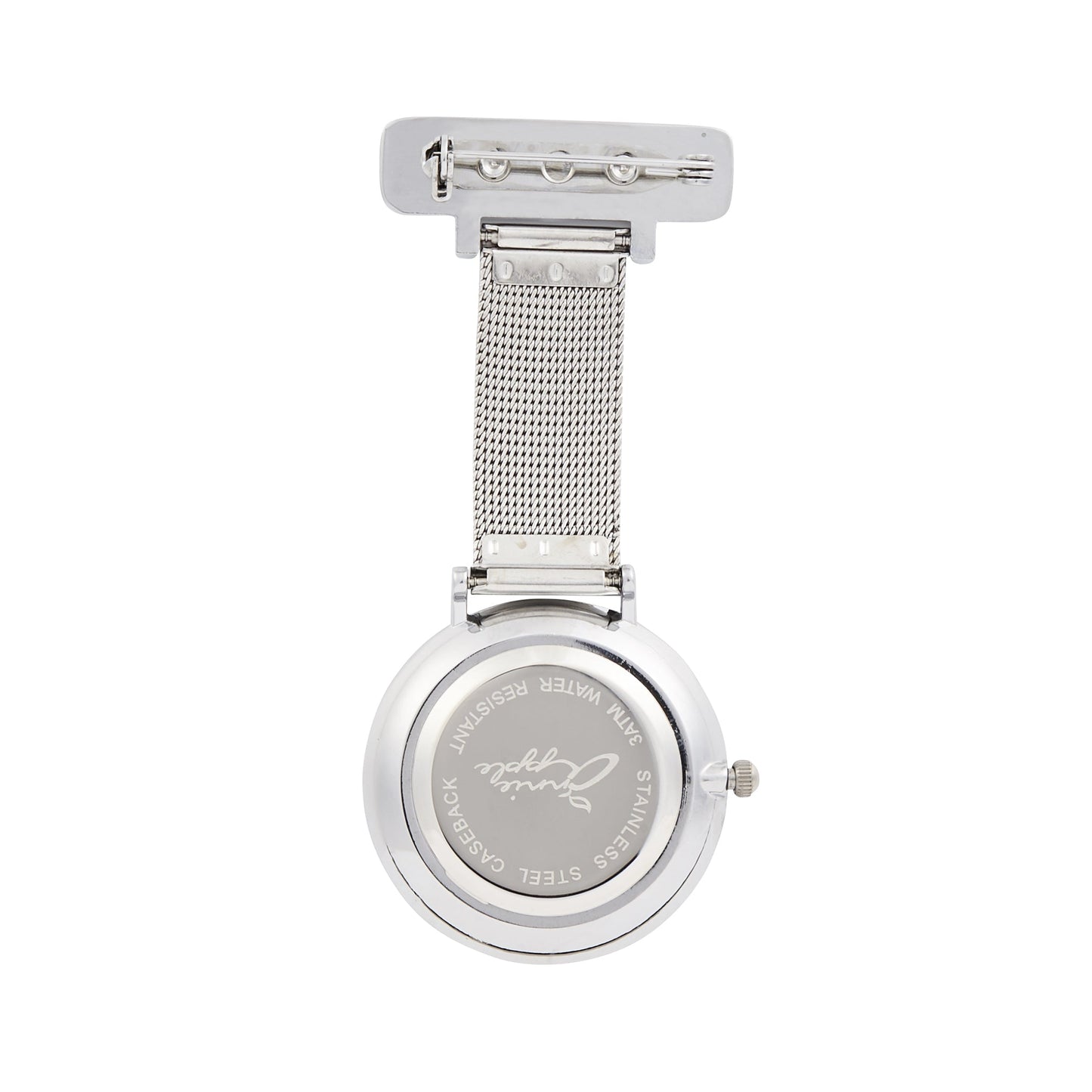 Annie Apple Nurses Fob Watch - Aurora - White/Silver, Numbered - Mesh - 35mm