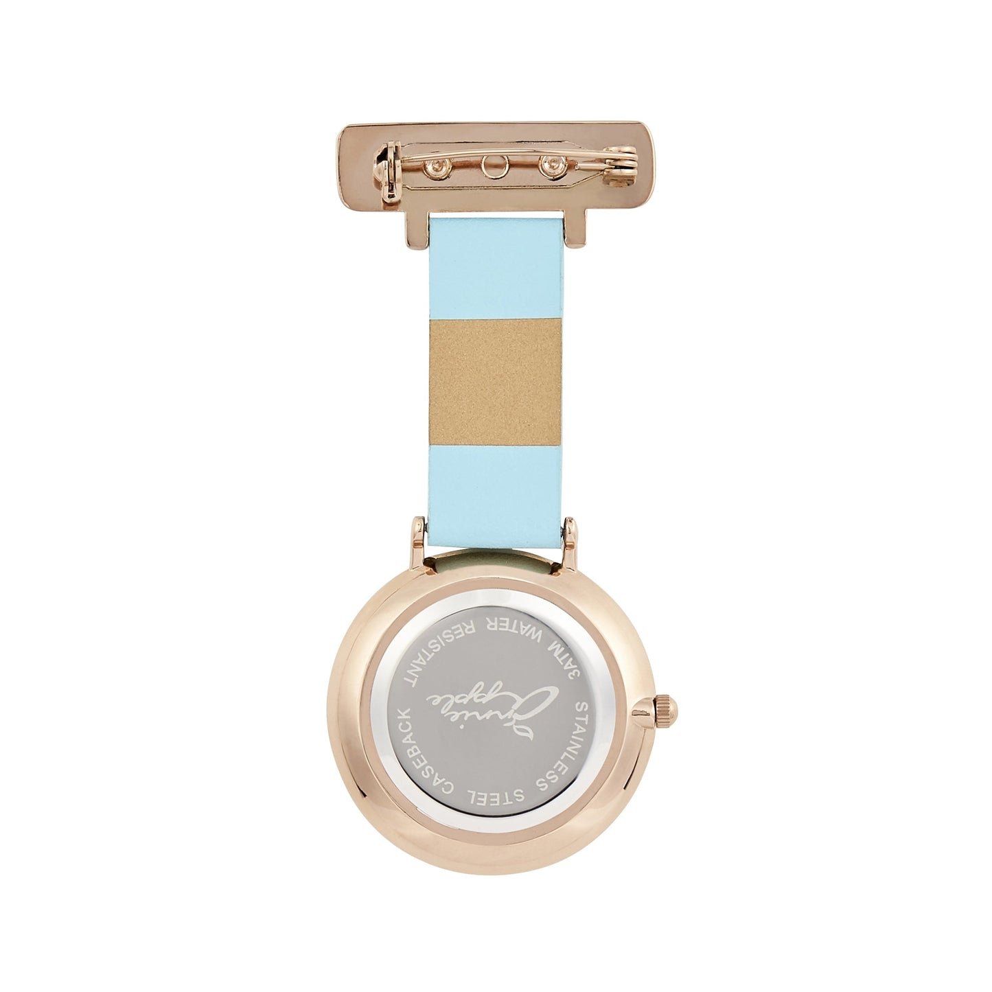 Annie Apple Nurses Fob Watch - Aurora - Pearl/Rose Gold/Blue - Leather - 35mm