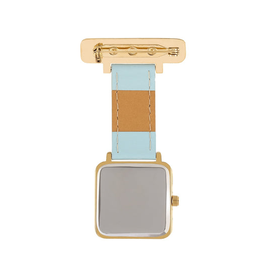 Annie Apple Nurses Fob Watch - Eunoia - White/Gold/Blue - Leather - 28mm