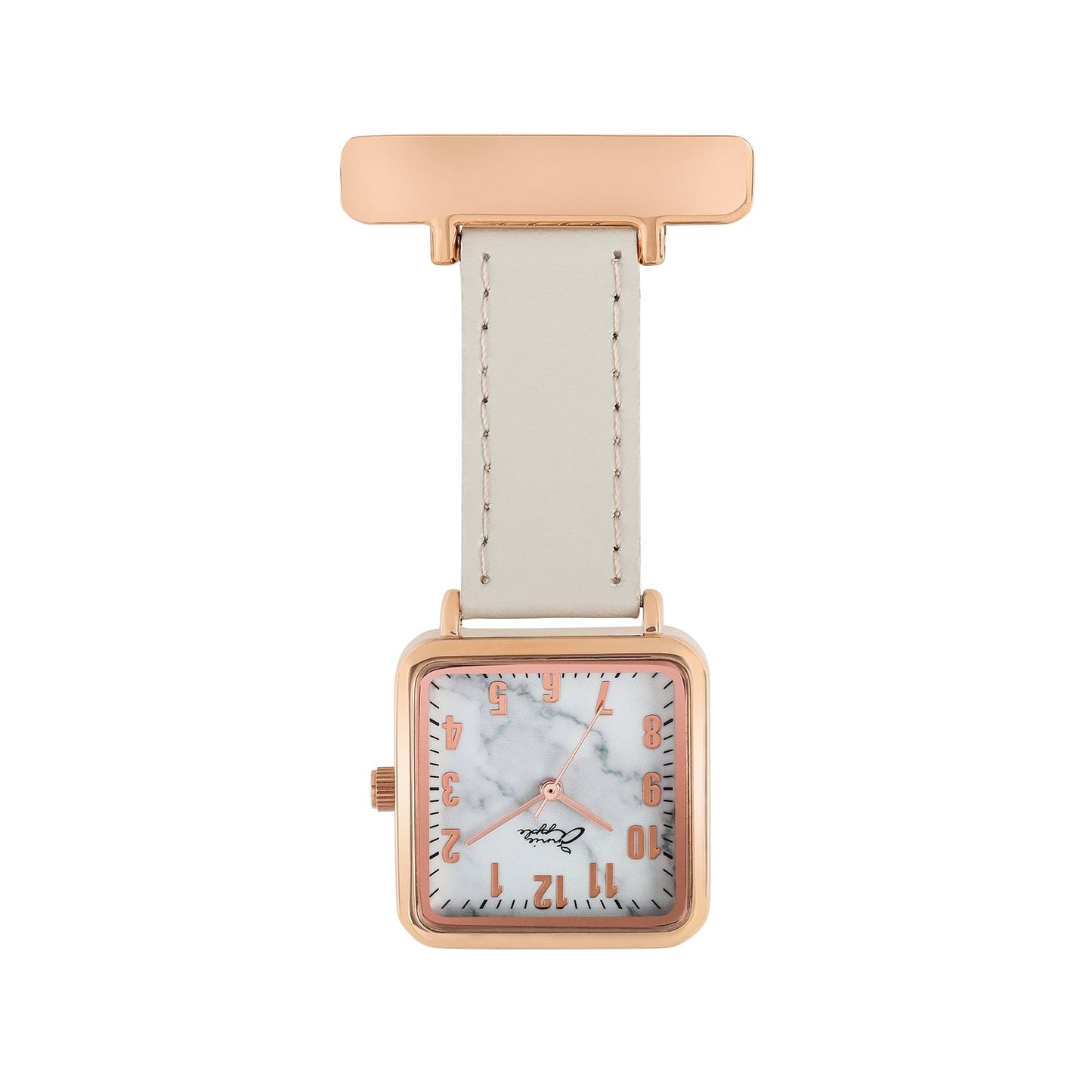 Annie Apple Nurses Fob Watch - Eunoia - Rose Gold/Grey - Leather - 28mm