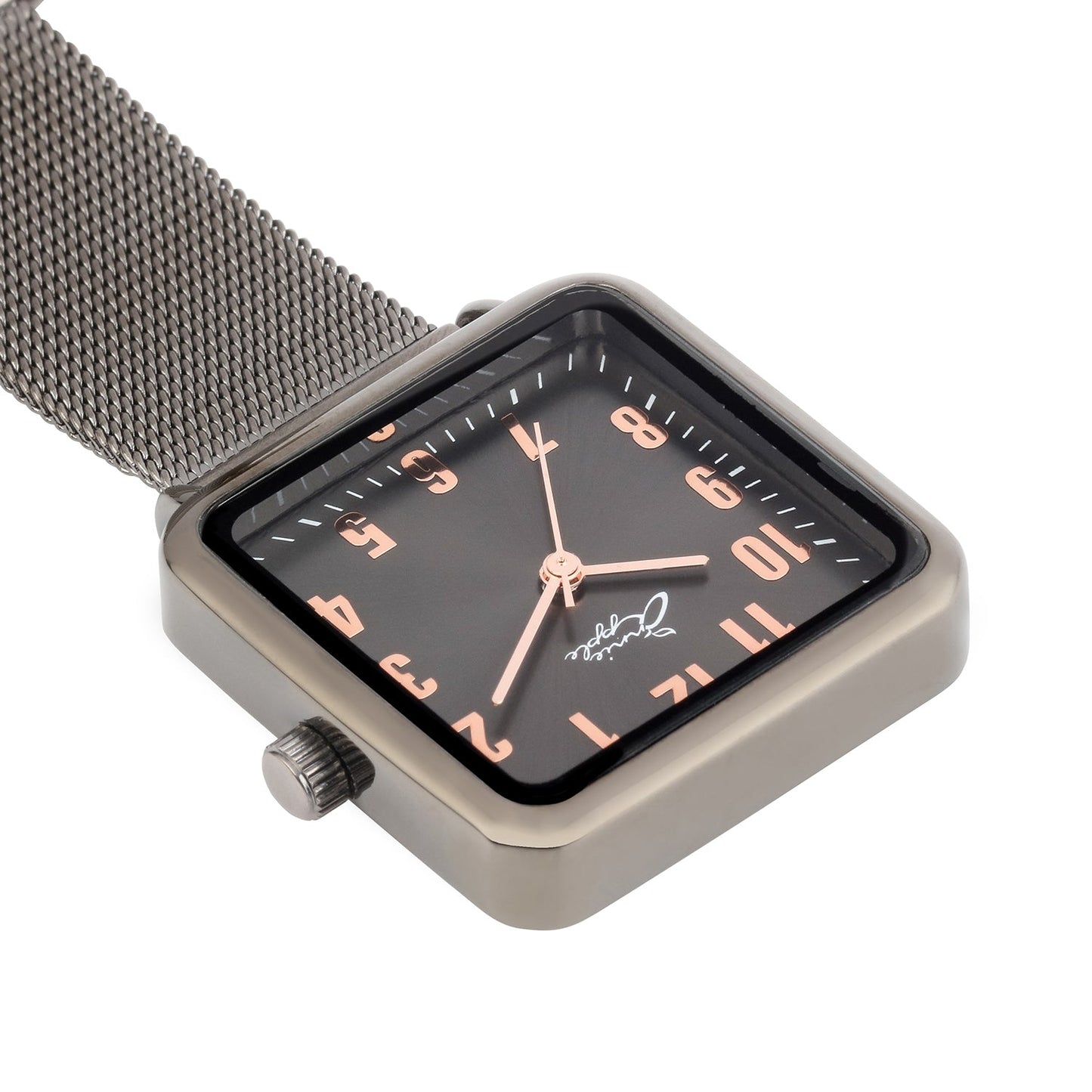 Annie Apple Nurses Fob Watch - Eunoia - Rose Gold/Gunmetal - Mesh - 28mm