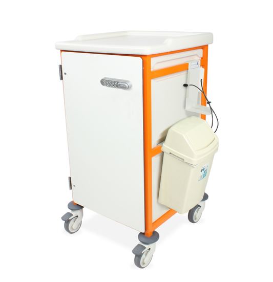 Caretray Trolley - Sepsis - 6x 100mm Trays - Electronic Push Button Lock