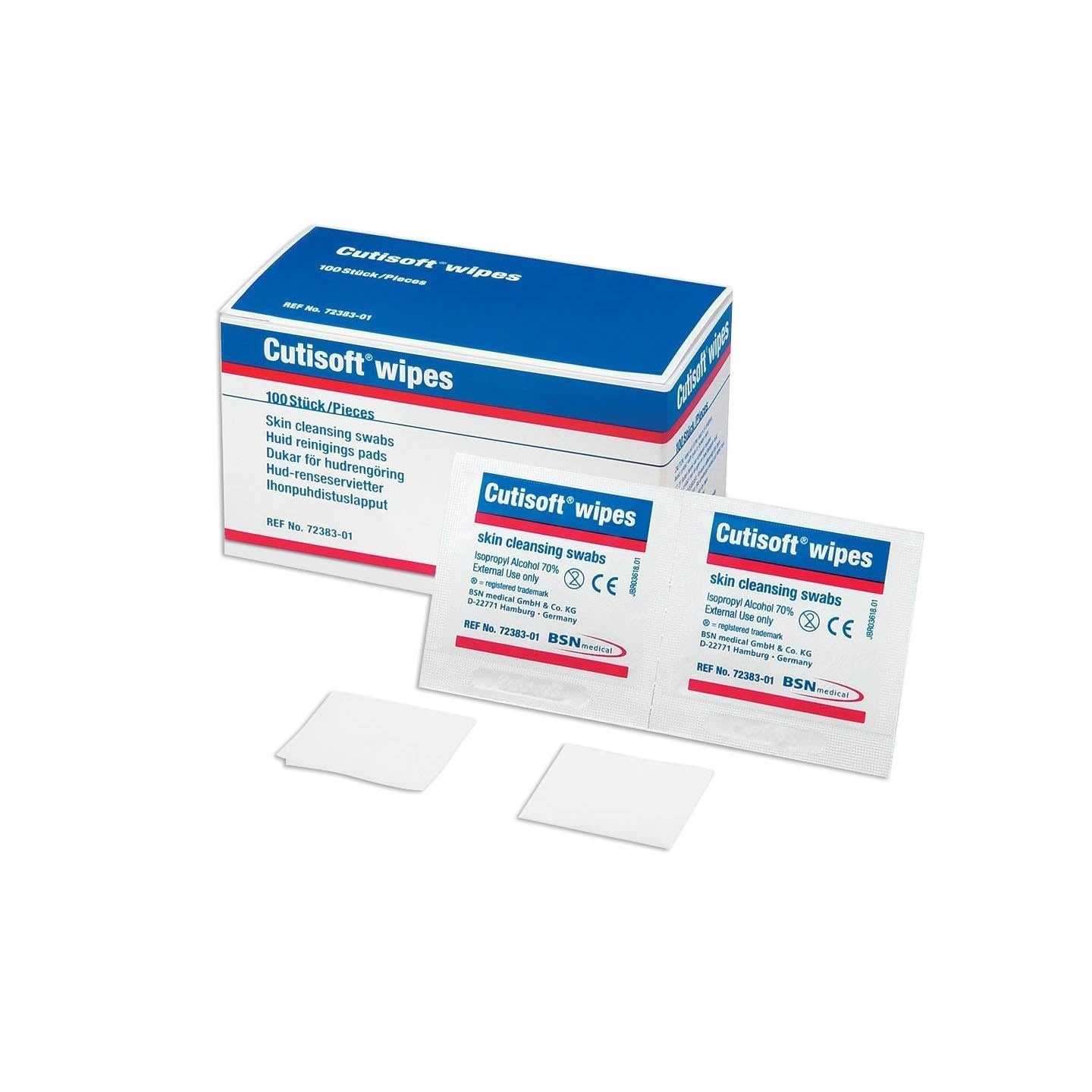 Leukoplast Cutisoft Wipes - Pre Injection Wipes 3cm x 3cm - Pack of 100