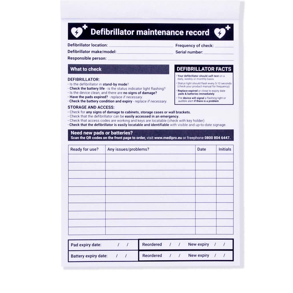 Defibrillator Maintenance Booklet