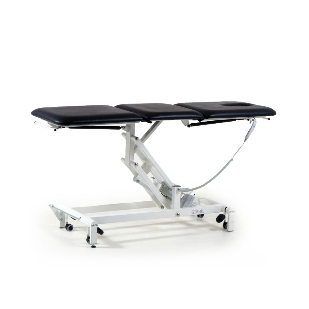 Stabil Komfort 3-Section Hydraulic Plinth - White Frame - Black Upholstery