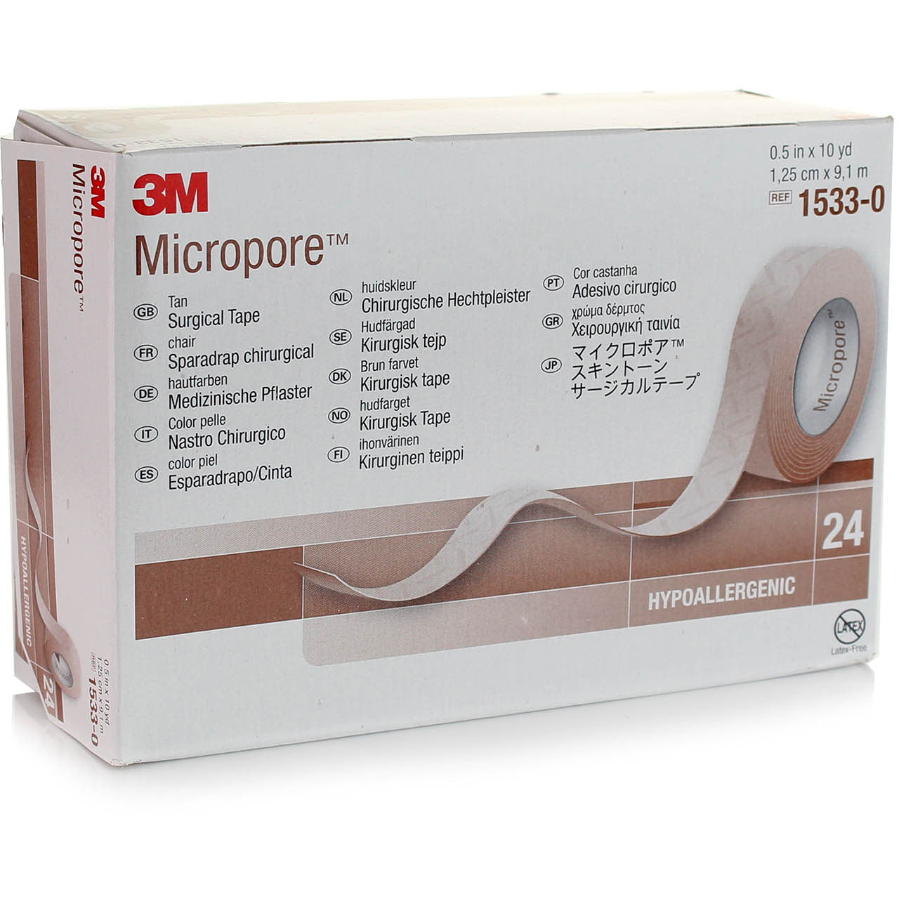 3M Micropore Skin Tone Surgical Tape - 1.25cm x 9.14m - Pack of 24