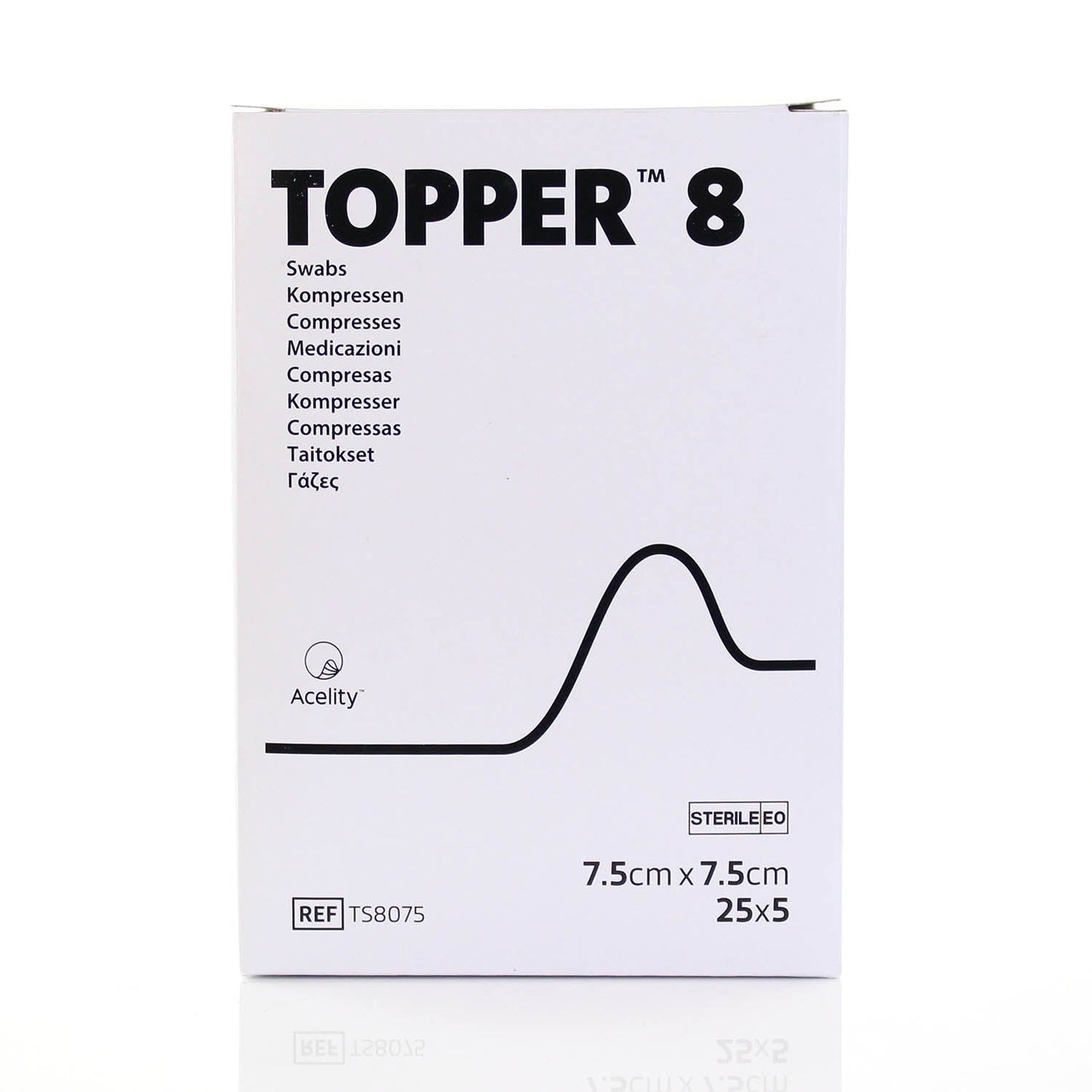 JJ Topper 8 Sterile Swabs 7.5 x 7.5 (25 x 5 PACK)