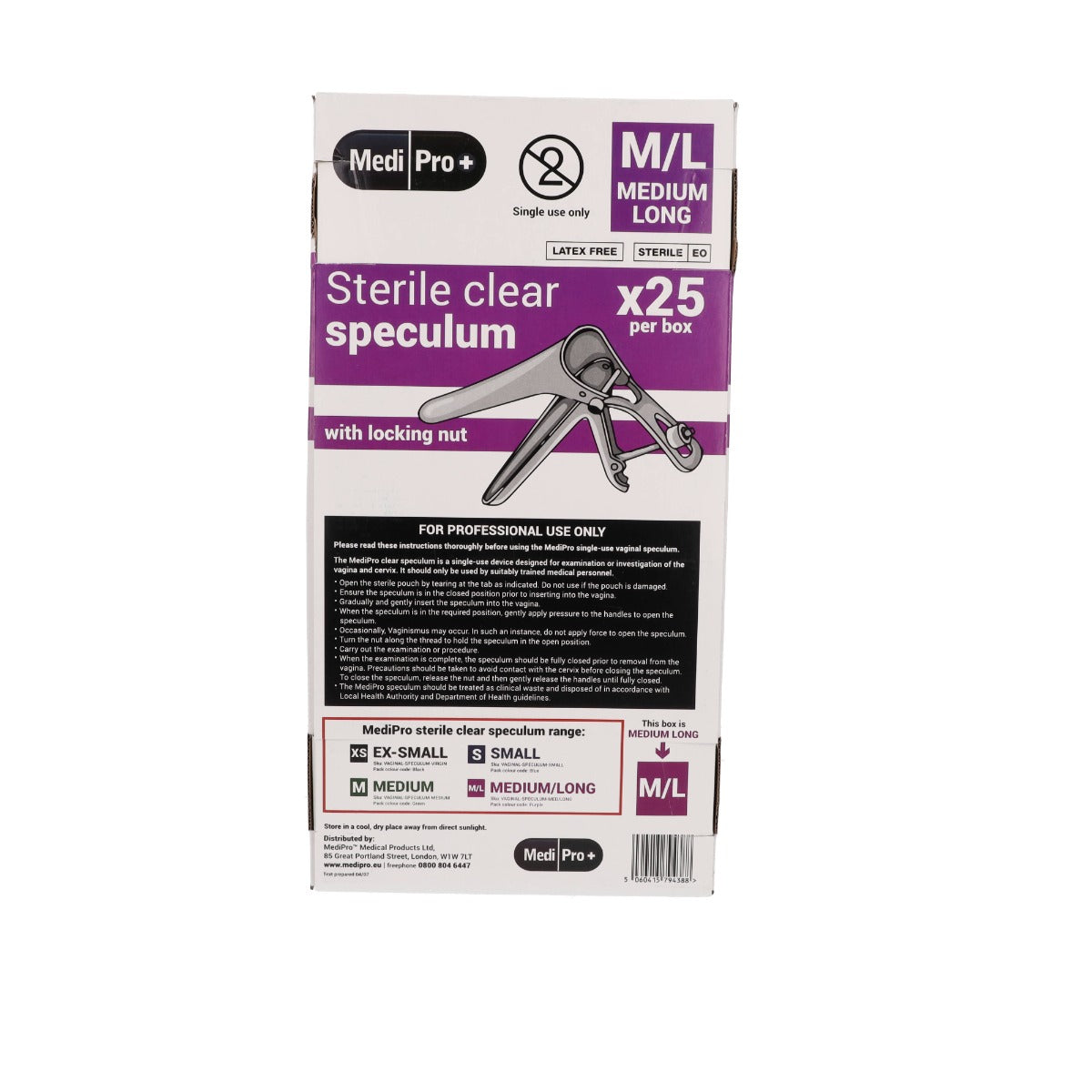 Medipro Vaginal Speculum with Lock - Box of 25 - Medium Long