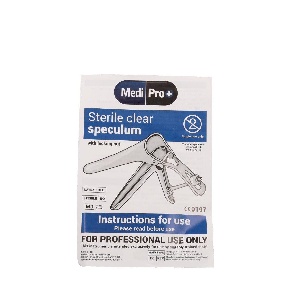 Medipro Vaginal Speculum with Lock - Box of 25 - Medium Long