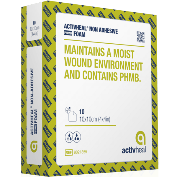 Activheal foam non-adhesive 10 x 10 - pack of 10 - CLEARANCE