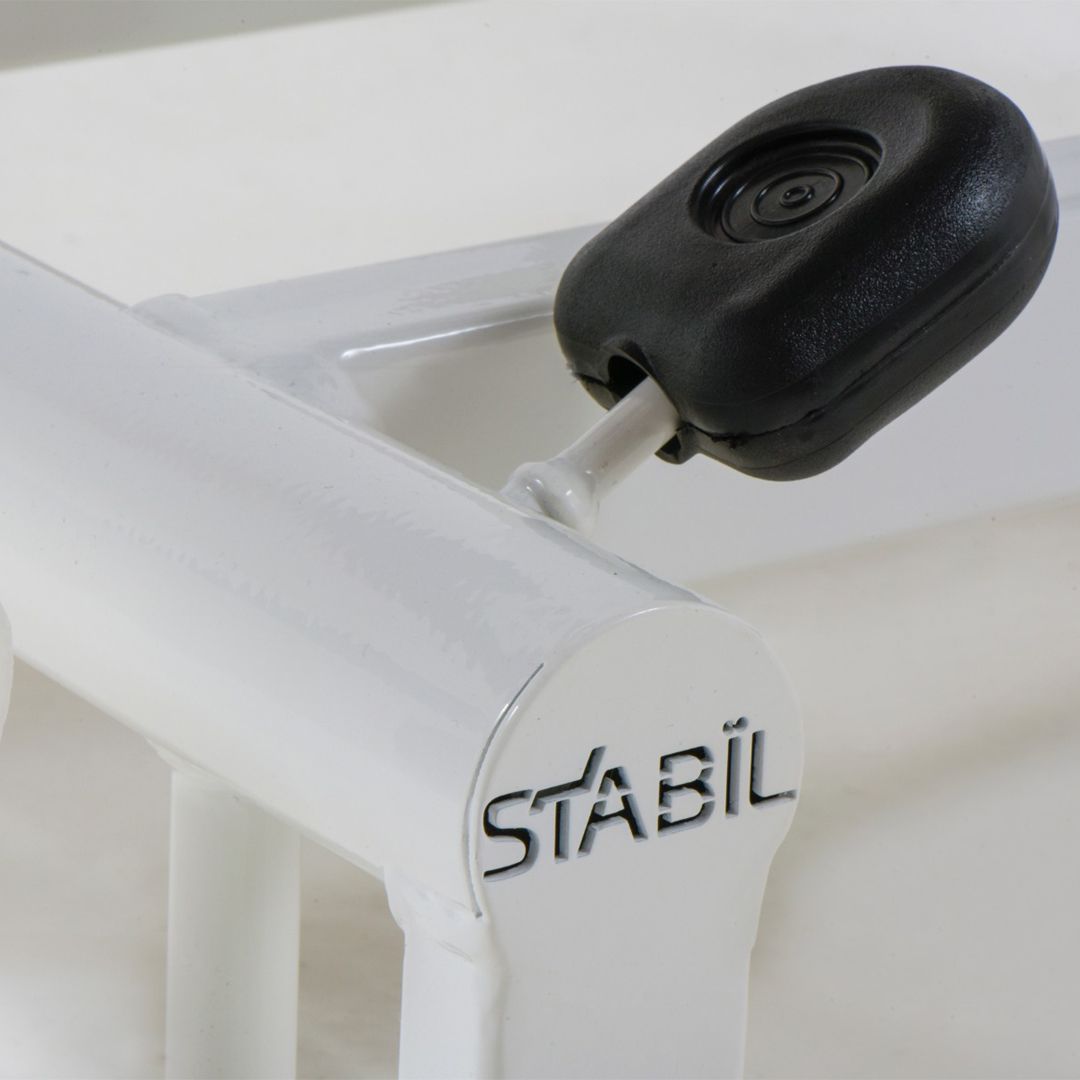Stabil Komfort 3-Section Hydraulic Plinth - White Frame - Black Upholstery