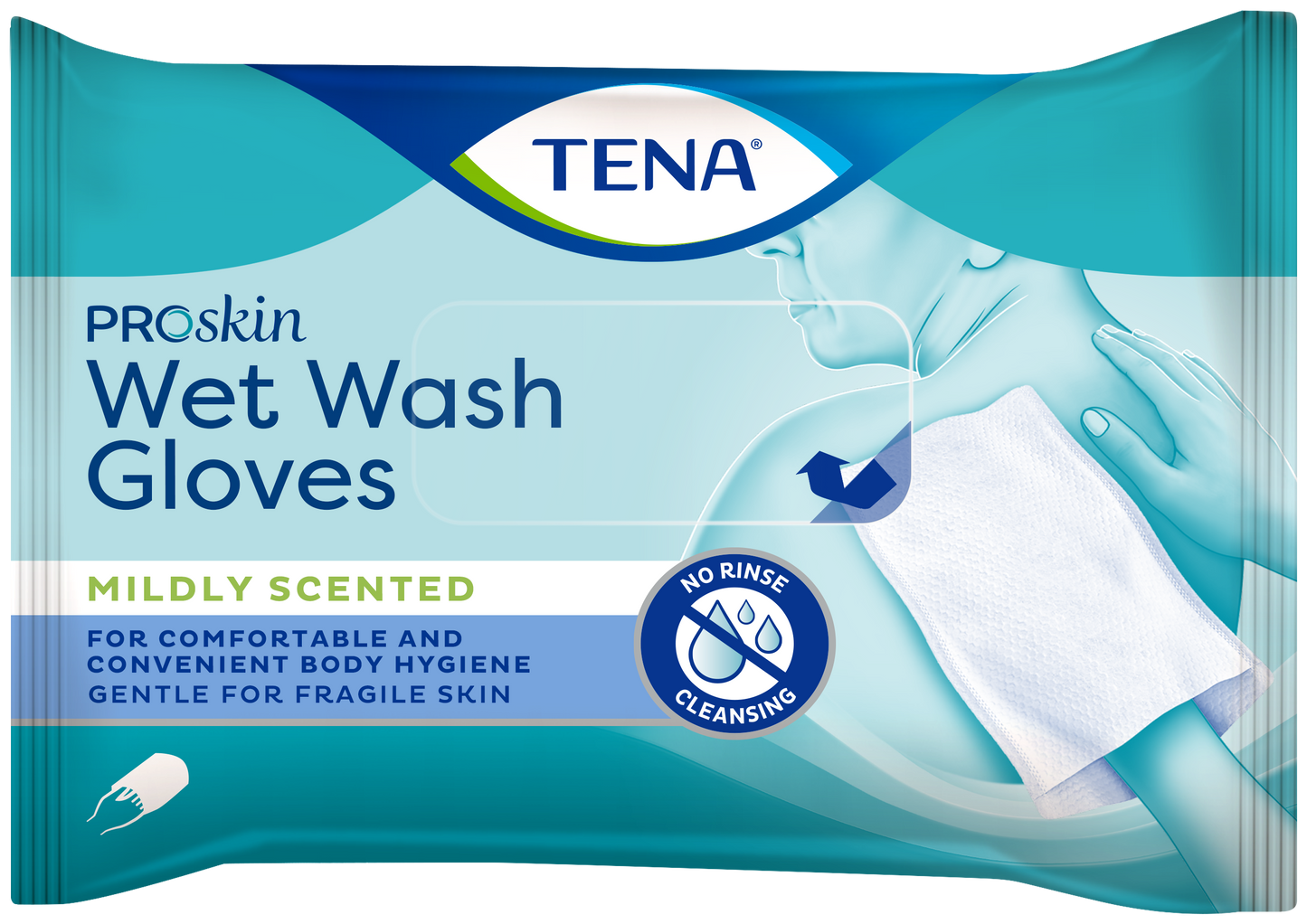 TENA Wet Wash Glove (Mildy Scented) - Pack of 8